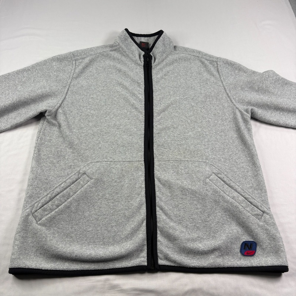 Vintage 90s Nike Jacket Mens Large Gray Fleece Full Zip Pockets Casual - Picture 3 of 12